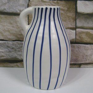 IKEA Bud Vase Ceramic Jug Pitcher Blue Stripe 5.5" Primitive Farmhouse #23269